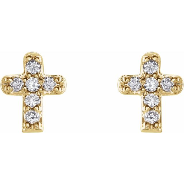 14K Yellow .06 CTW Natural Diamond Youth Cross Earrings