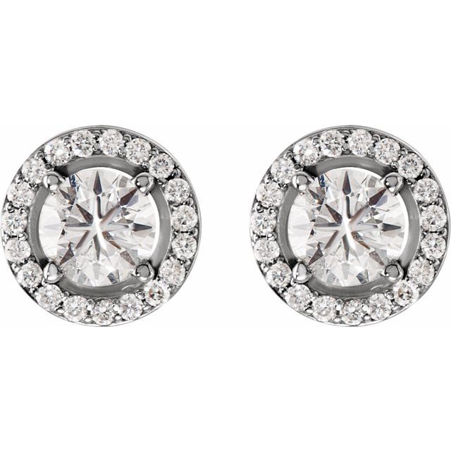 14K White 1 5/8 CTW Lab-Grown Diamond Halo-Style Earrings
