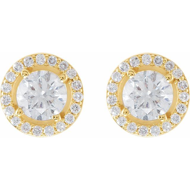 14K Yellow 1 5/8 CTW Lab-Grown Diamond Halo-Style Earrings