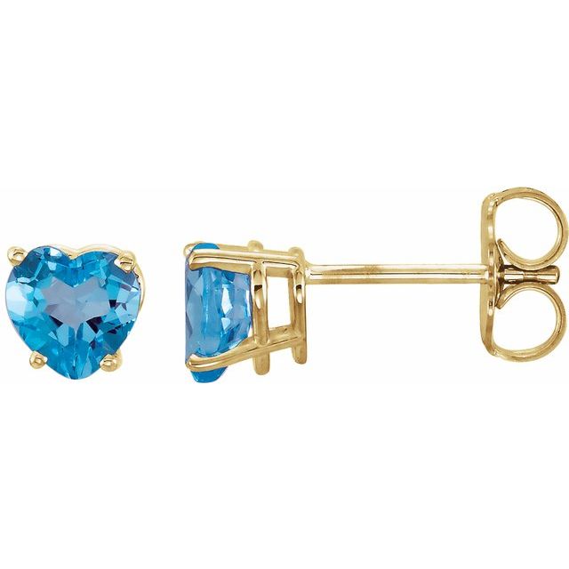 14K Yellow Natural Swiss Blue Topaz Earrings