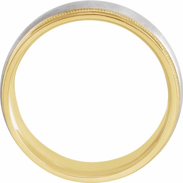 14K Yellow/White 7 mm Flat Edge Band with Matte Finish Size 9
