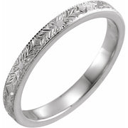 14K White 2.5 mm Design-Engraved Band Size 5.5