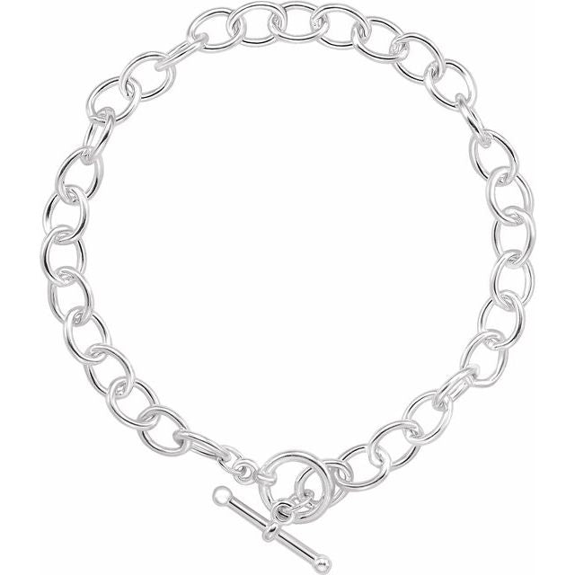 Sterling Silver 5.9 mm  Charm Cable  6 1/2' Bracelet