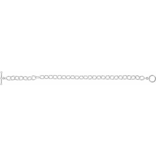 Sterling Silver 5.9 mm  Charm Cable  6 1/2' Bracelet