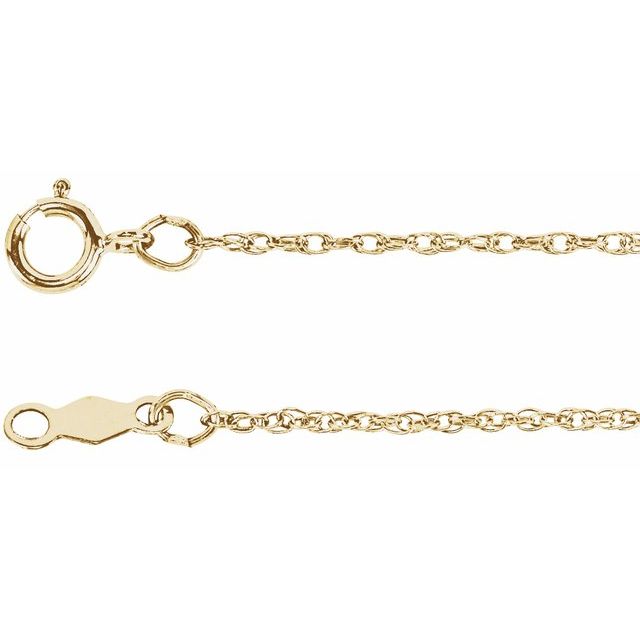 14K Yellow 1 mm Rope 16' Chain