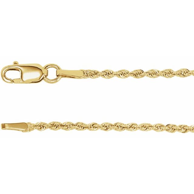 14K Yellow 1.5 mm Rope 24' Chain