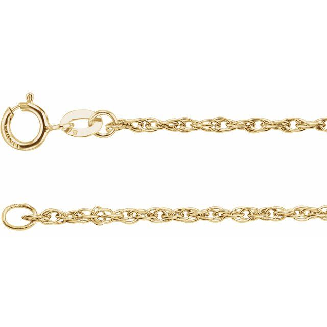 14K Yellow 1.5 mm Rope 20' Chain