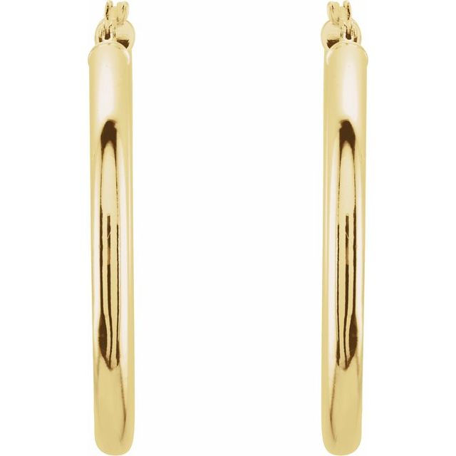 14K Yellow Tube 35 mm Hoop Earrings