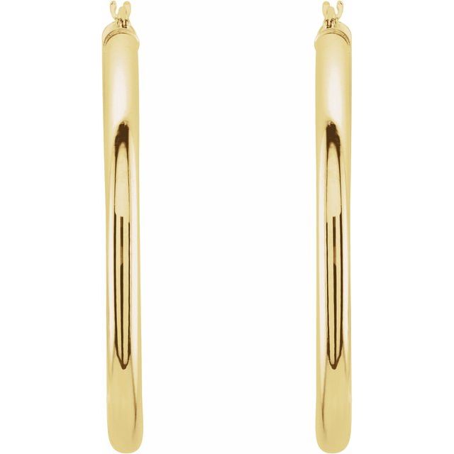 14K Yellow Tube 40 mm Hoop Earrings