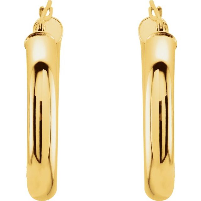 14K Yellow Tube 25 mm Hoop Earrings