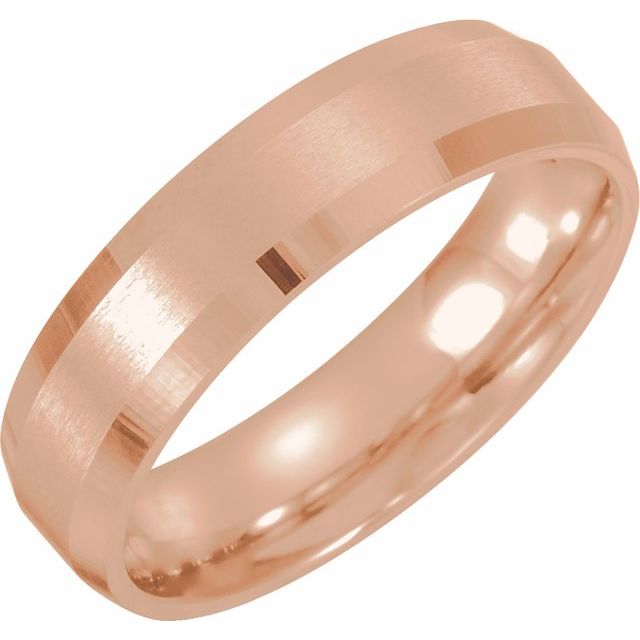14K Rose 5 mm Beveled-Edge Band with Satin Finish Size 13.5