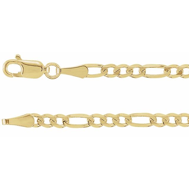 14K Yellow 3 mm Figaro 16' Chain