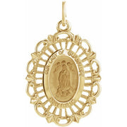 14K Yellow 21.5x15 mm Oval Our Lady of Guadalupe Medal