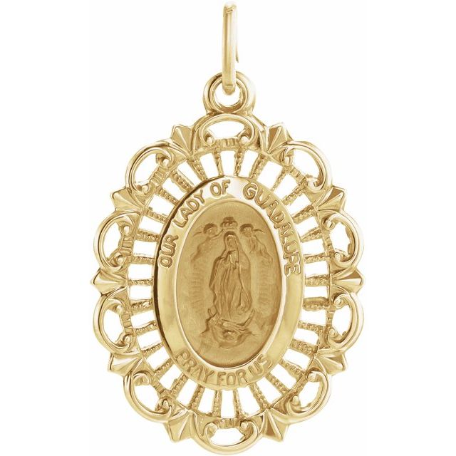 14K Yellow 21.5x15 mm Oval Our Lady of Guadalupe Medal