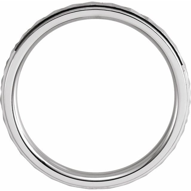 14K White 3 mm Geometric Band with Polished Finish Size 7