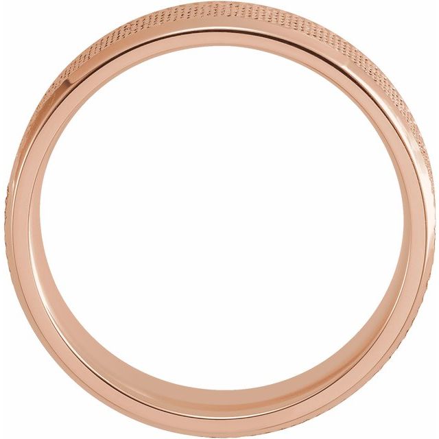 14K Rose 6 mm  Knurled Beveled-Edge Band Size 10