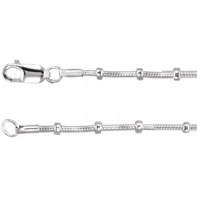 Sterling Silver 1 mm Beaded Snake 18' Chain