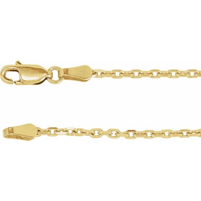 14K Yellow 2 mm Diamond-Cut Cable 7' Chain