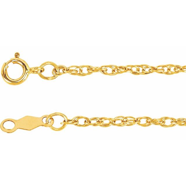 14K Yellow 1.5 mm Rope 16' Chain