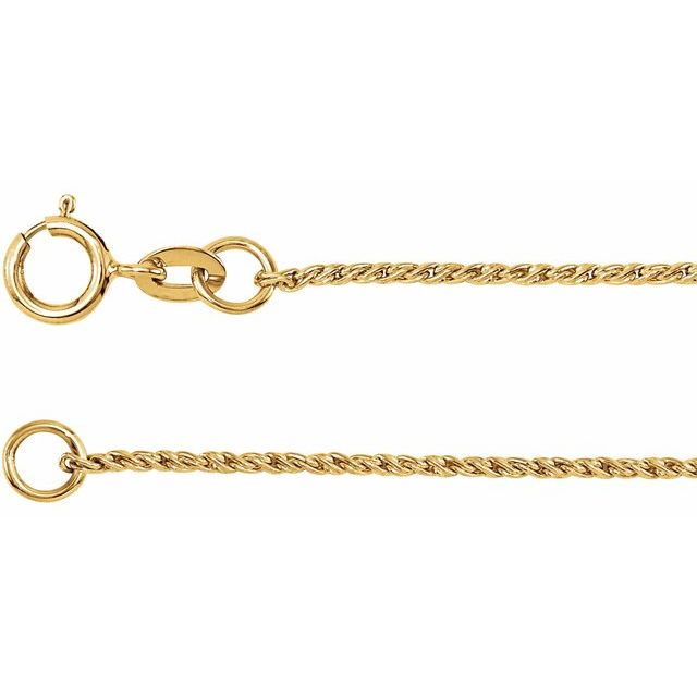 14K Yellow 1 mm Twisted Wheat 16' Chain