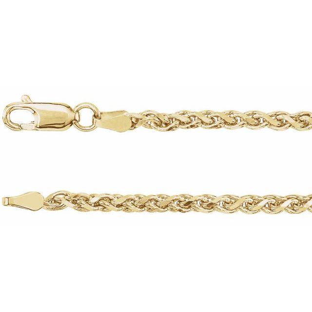 14K Yellow 2.75 mm Diamond-Cut Wheat 18' Chain