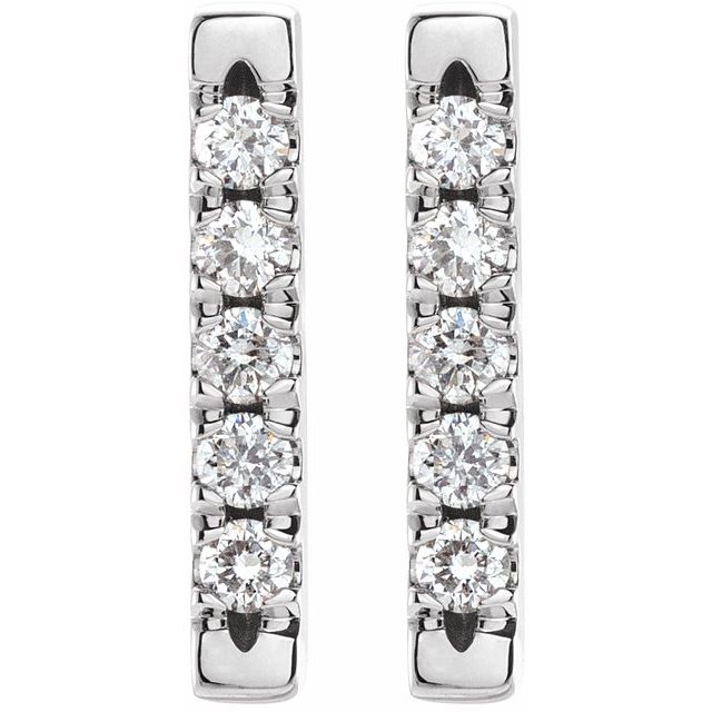 14K White 1/8 CTW Natural Diamond French-Set Bar Earrings