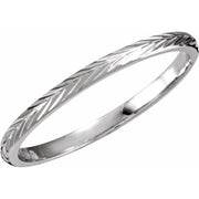 14K White 2 mm Hand Engraved Band Size 7