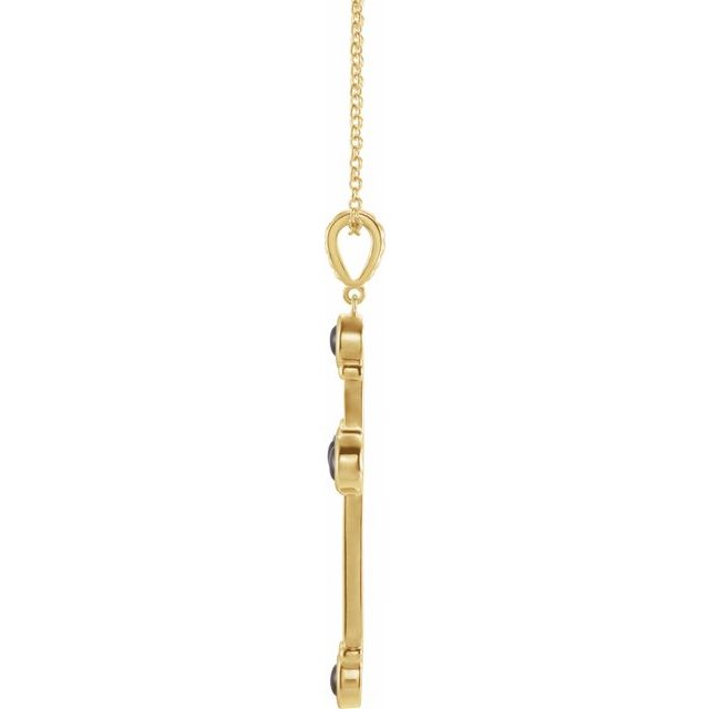 14K Yellow Natural Black Onyx Cross 16-18' Necklace