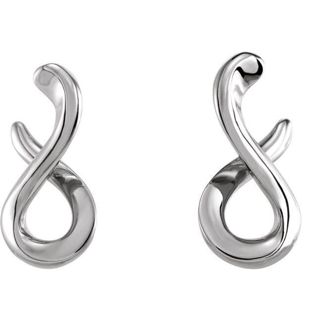 14K White Infinity-Inspired Drop Earrings