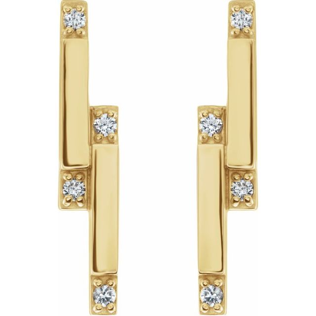 14K Yellow 1/10 CTW Natural Diamond Bar Earrings