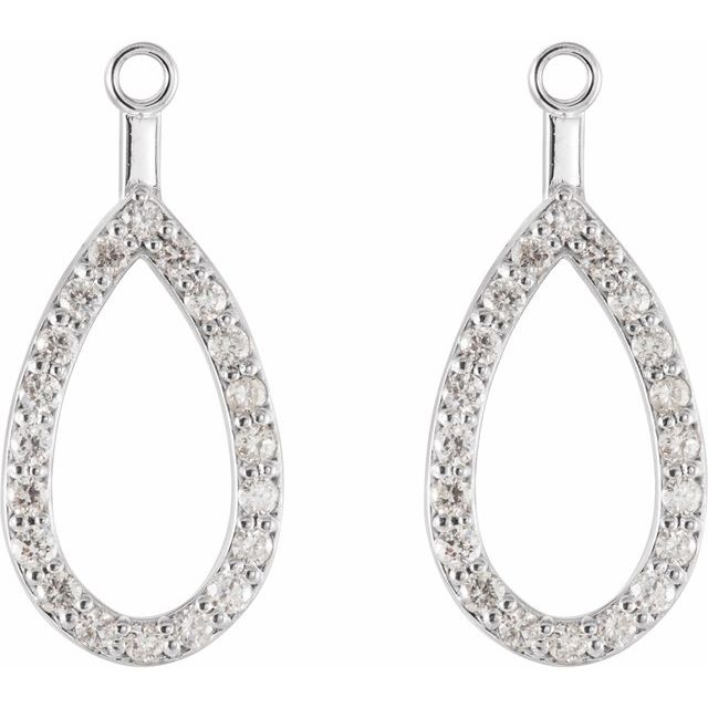 14k White 1/4 Ctw Natural Diamond Teardrop Earring Jackets