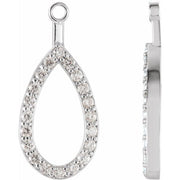 14k White 1/5 Ctw Natural Diamond Teardrop Earring Jackets