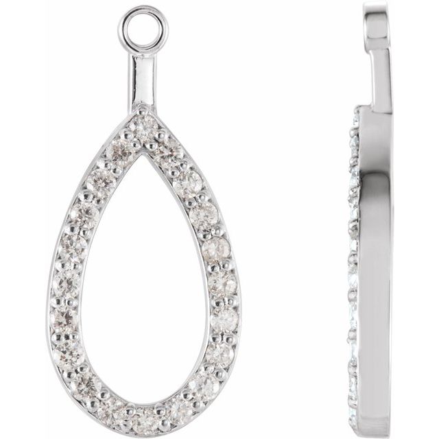 14k White 1/5 Ctw Natural Diamond Teardrop Earring Jackets