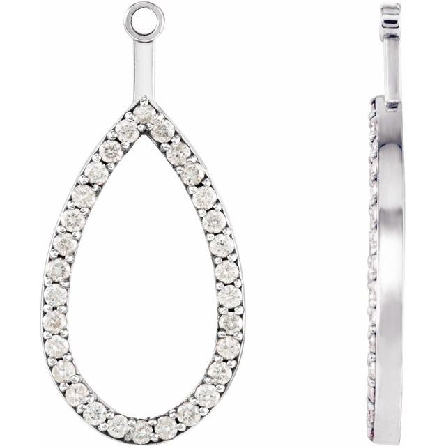 14k White 1/4 Ctw Natural Diamond Teardrop Earring Jackets
