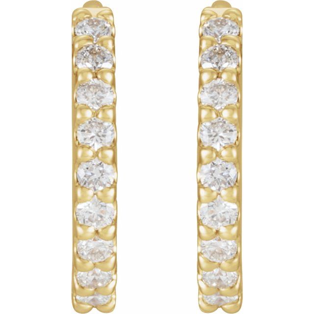 14K Yellow 1/8 CTW Natural Diamond 8 mm Hoop Earrings