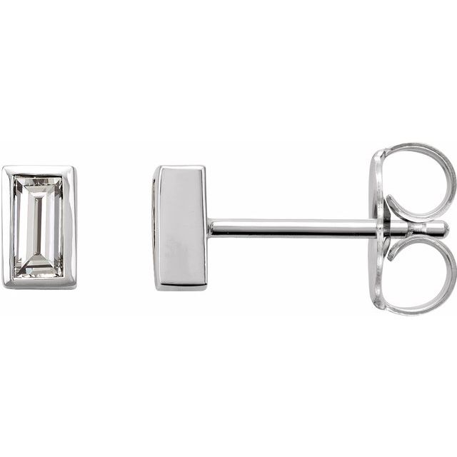 14K White .08 CTW Natural Diamond Bezel-Set Earrings