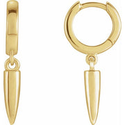 14K Yellow Spike Hinged Hoop Earrings