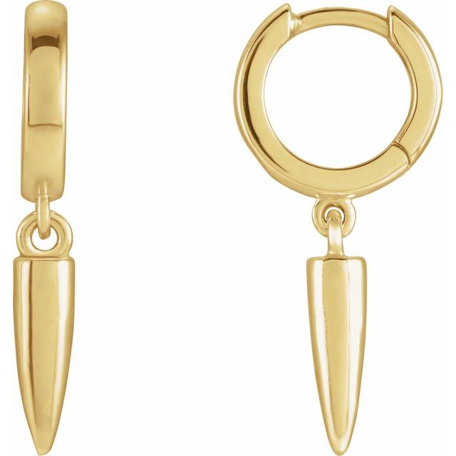 14K Yellow Spike Hinged Hoop Earrings