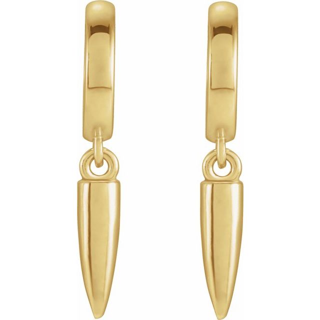 14K Yellow Spike Hinged Hoop Earrings