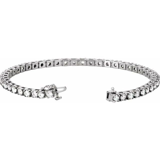 14k White 4 3/4 Ctw Natural Diamond Line 7' Bracelet