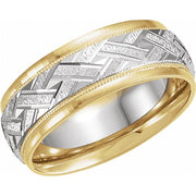 18K Yellow & Platinum 7 mm Woven-Design Band Size 8.5