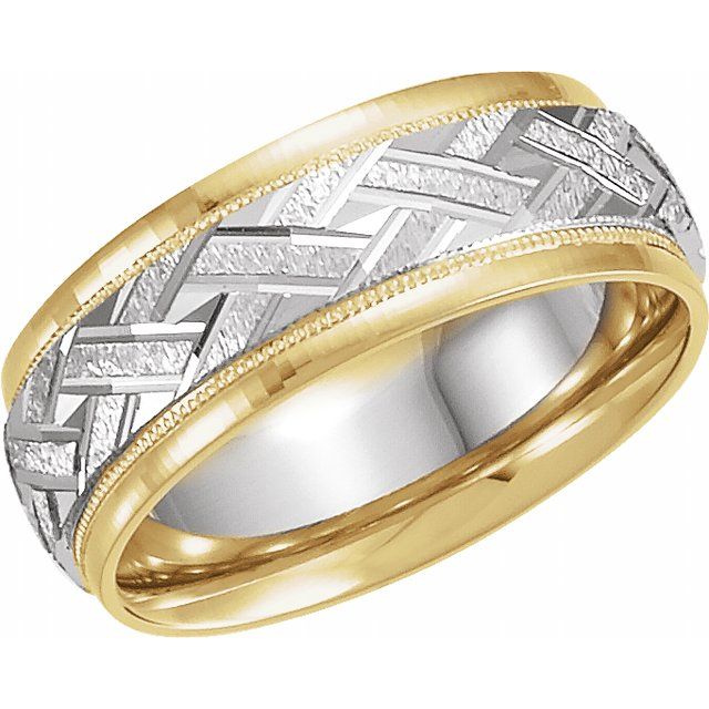 18K Yellow & Platinum 7 mm Woven-Design Band Size 8.5