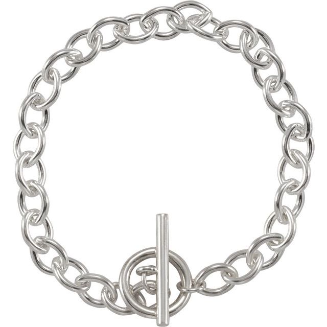 Sterling Silver 7 mm Charm Cable 8' Bracelet