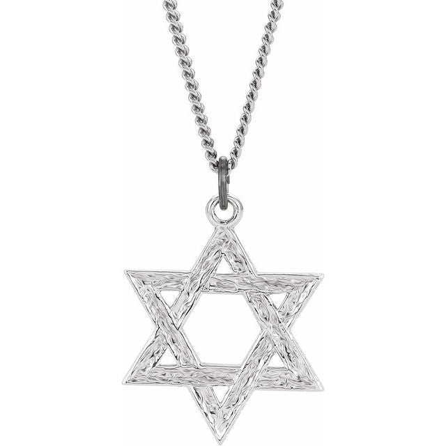 Sterling Silver  20x18 mm Star of David 18' Necklace