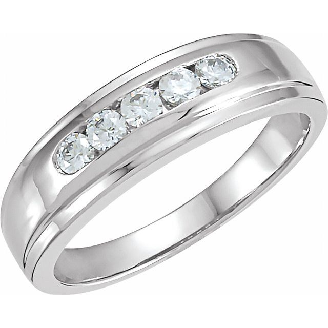 14K White 1/3 CTW Natural Diamond Channel-Set Band