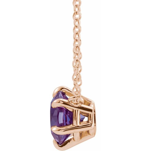 14k Rose Natural Amethyst Solitaire 18' Necklace