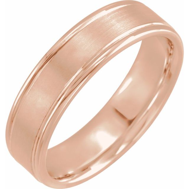14K Rose 6 mm Grooved Band Size 9