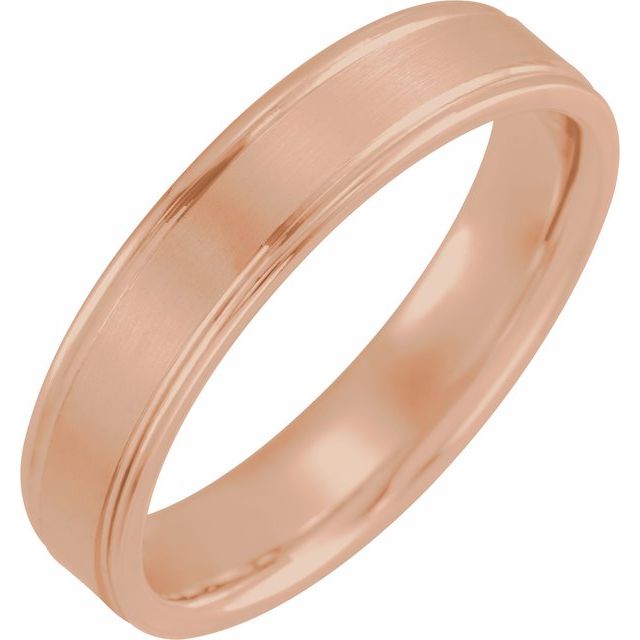 14K Rose 5 mm Grooved Band Size 10
