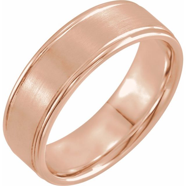 14K Rose 7 mm Grooved Band Size 10