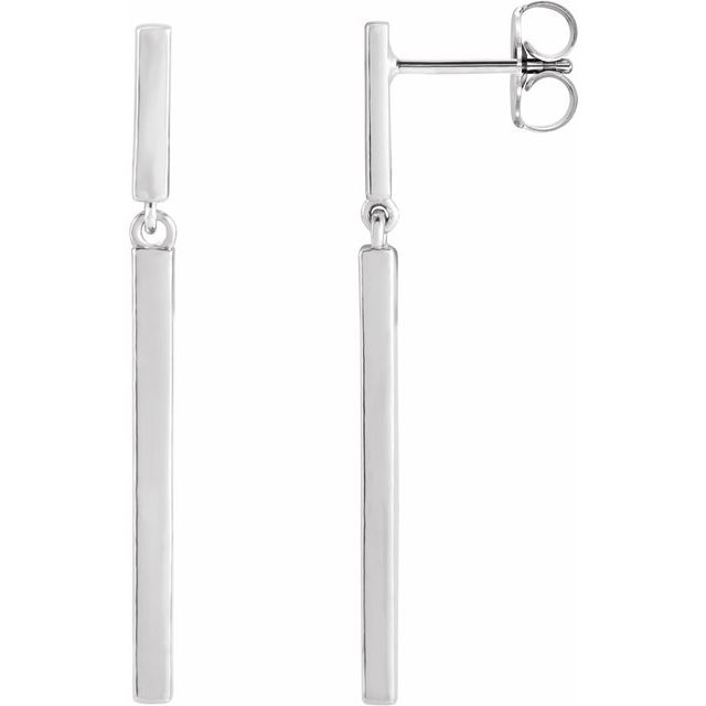 Sterling Silver 25.9x1.8 mm Articulated Bar Earrings